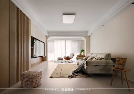 绍兴装修华著小区170方奶油原木装修案例